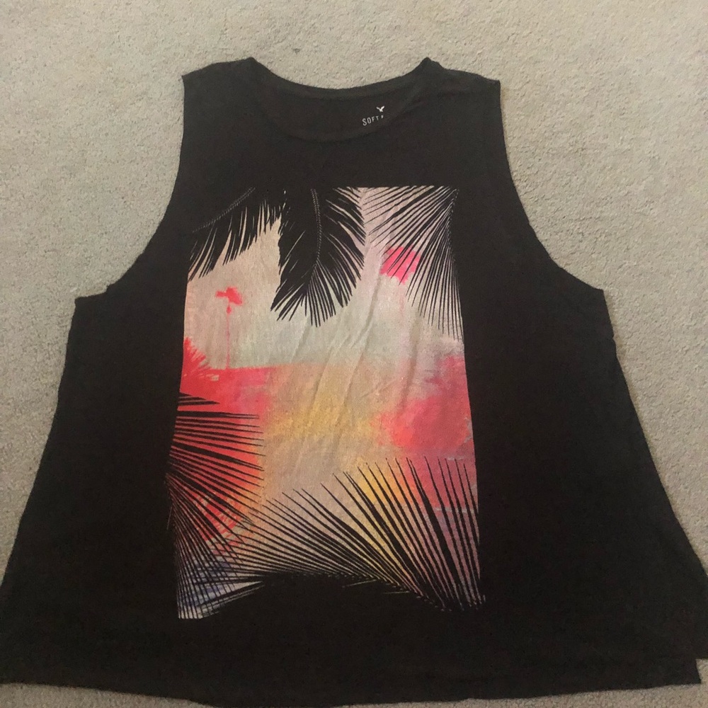 Black patterned muscle tank